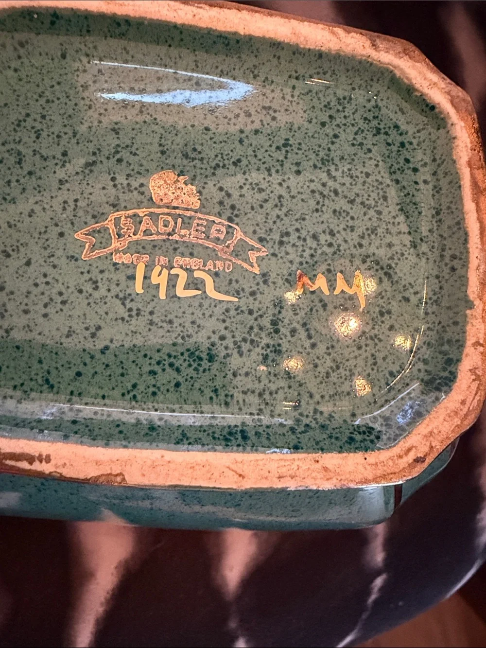 Sadler 1922 Cube Emerald and Gold Teapot